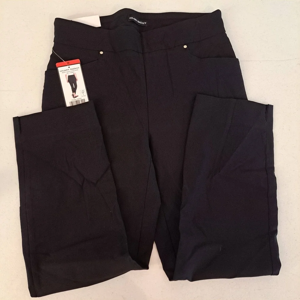 Hilary Radley Womens Pants M Black NWT Tummy Control Slim Leg 1735-238